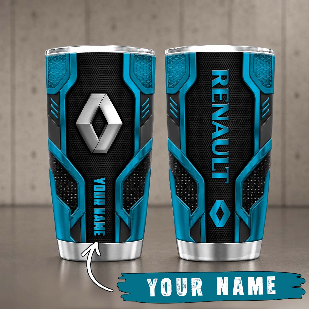Gobelet Isotherme Renault Car 20oz | Mug de Voyage Armure Carbone 3D – Image 3