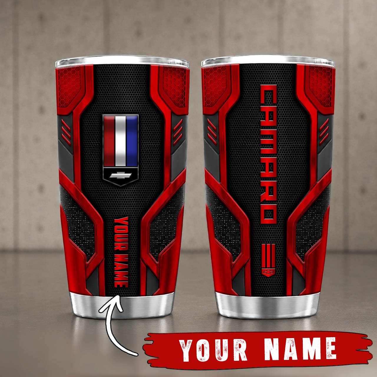 Gobelet Isotherme Camaro 20oz | Mug de Voyage Armure Carbone 3D