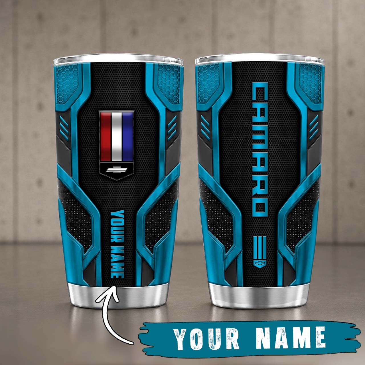 Gobelet Isotherme Camaro 20oz | Mug de Voyage Armure Carbone 3D – Image 3