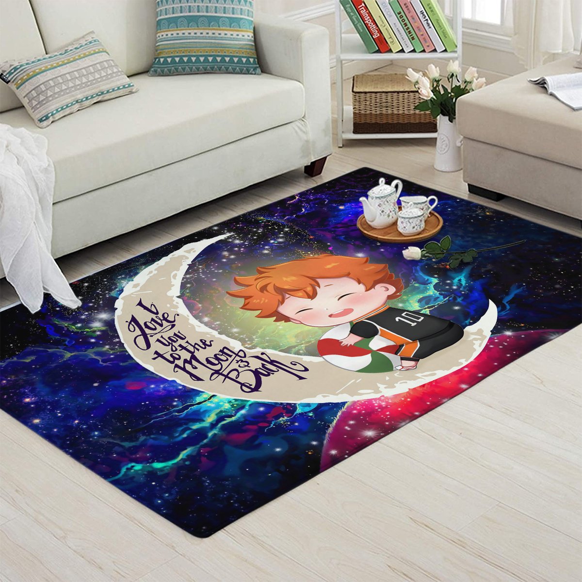 Tapis Cute Hinata Haikyuu Love You To The Moon Galaxy Carpet Rug Home Room Decor – Image 3