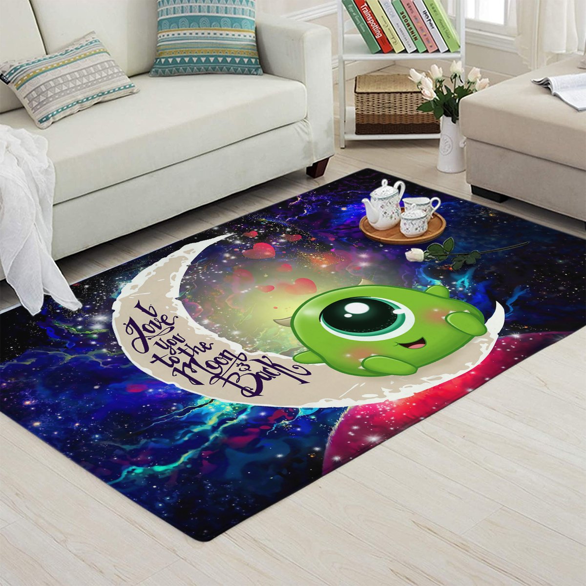 Tapis Cute Mike Monster Inc Love You To The Moon Galaxy Carpet Rug Home Room Decor – Image 3