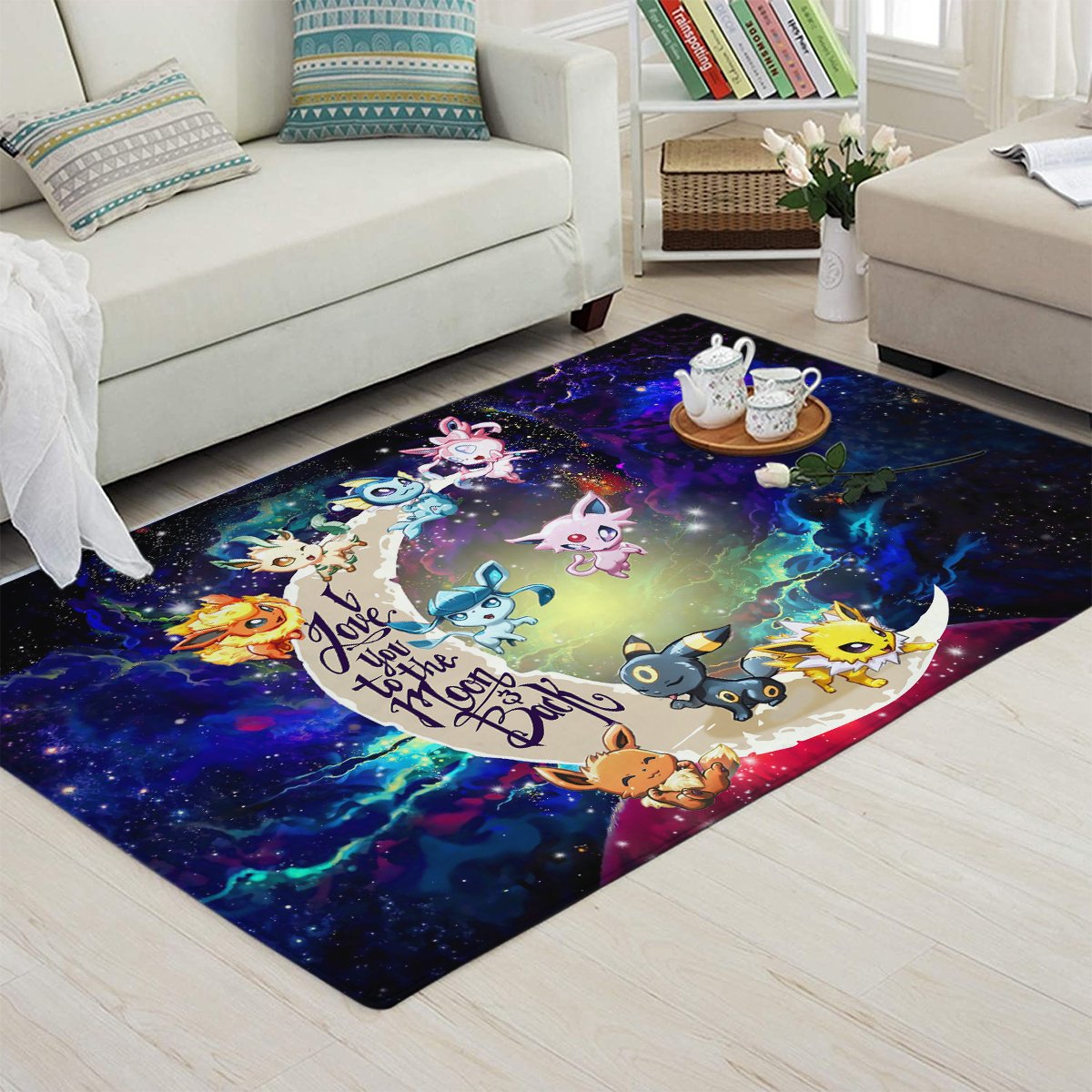 Tapis Eevee Evolution Pokemon Love You To The Moon Galaxy Carpet Rug Home Room Decor – Image 3