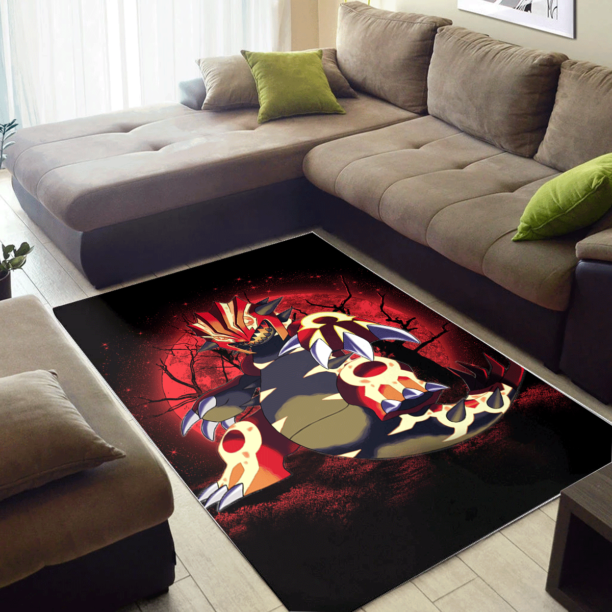 Tapis Pokemon Mega Groudon Moonlight Area Carpet Rug Home Decor Bedroom Living Room Decor – Image 3