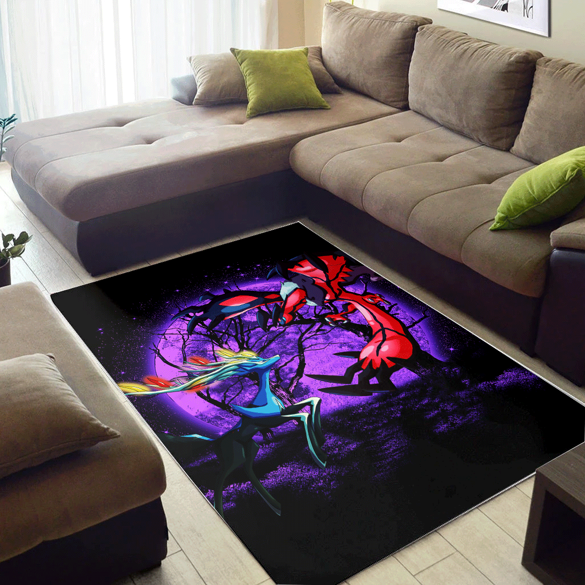 Tapis Pokemon X&Y Yveltal and Xerneas Moonlight Area Carpet Rug Home Decor Bedroom Living Room Decor – Image 3