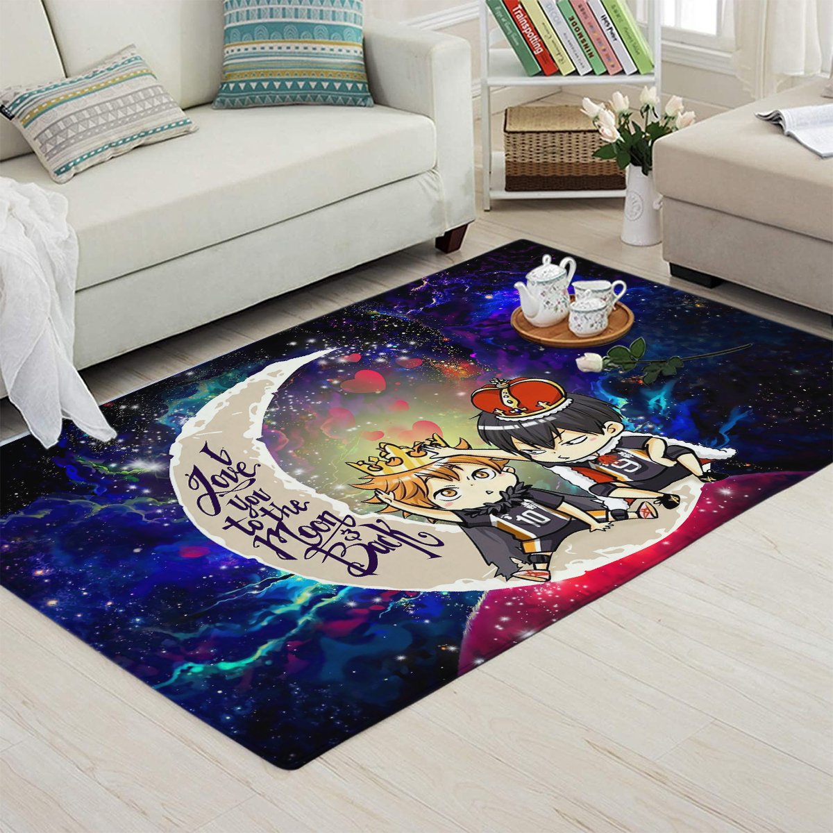 Tapis Hinata And Tobio Haikyuu Love You To The Moon Galaxy Carpet Rug Home Room Decor – Image 3
