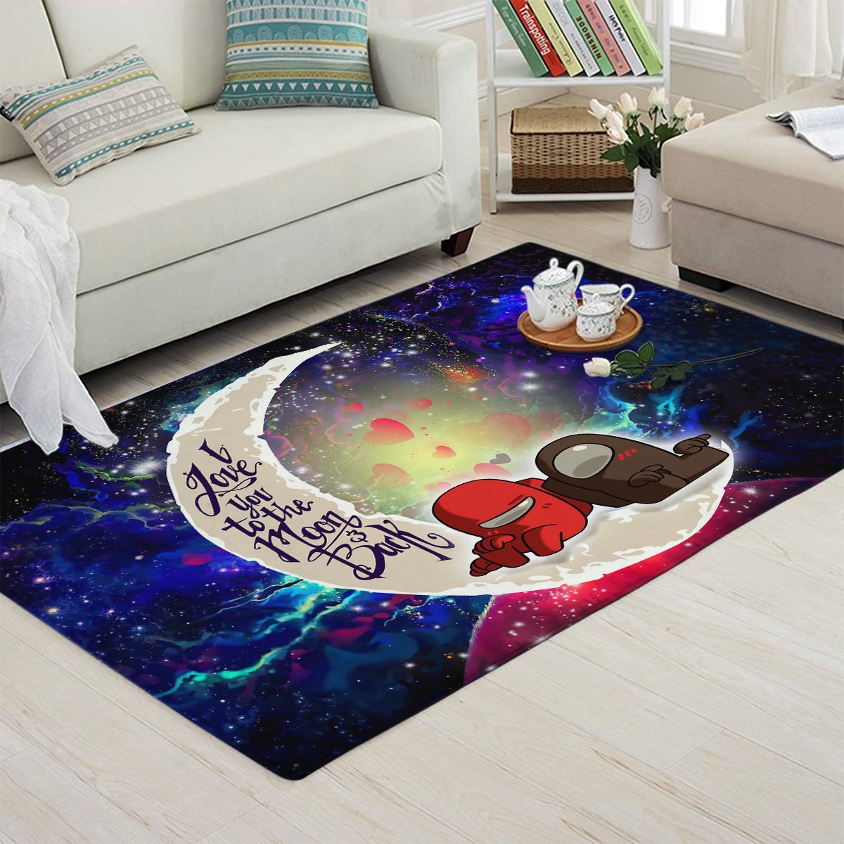 Tapis Among Us Couple Love You To The Moon Galaxy Carpet Rug Home Room Decor – Image 3