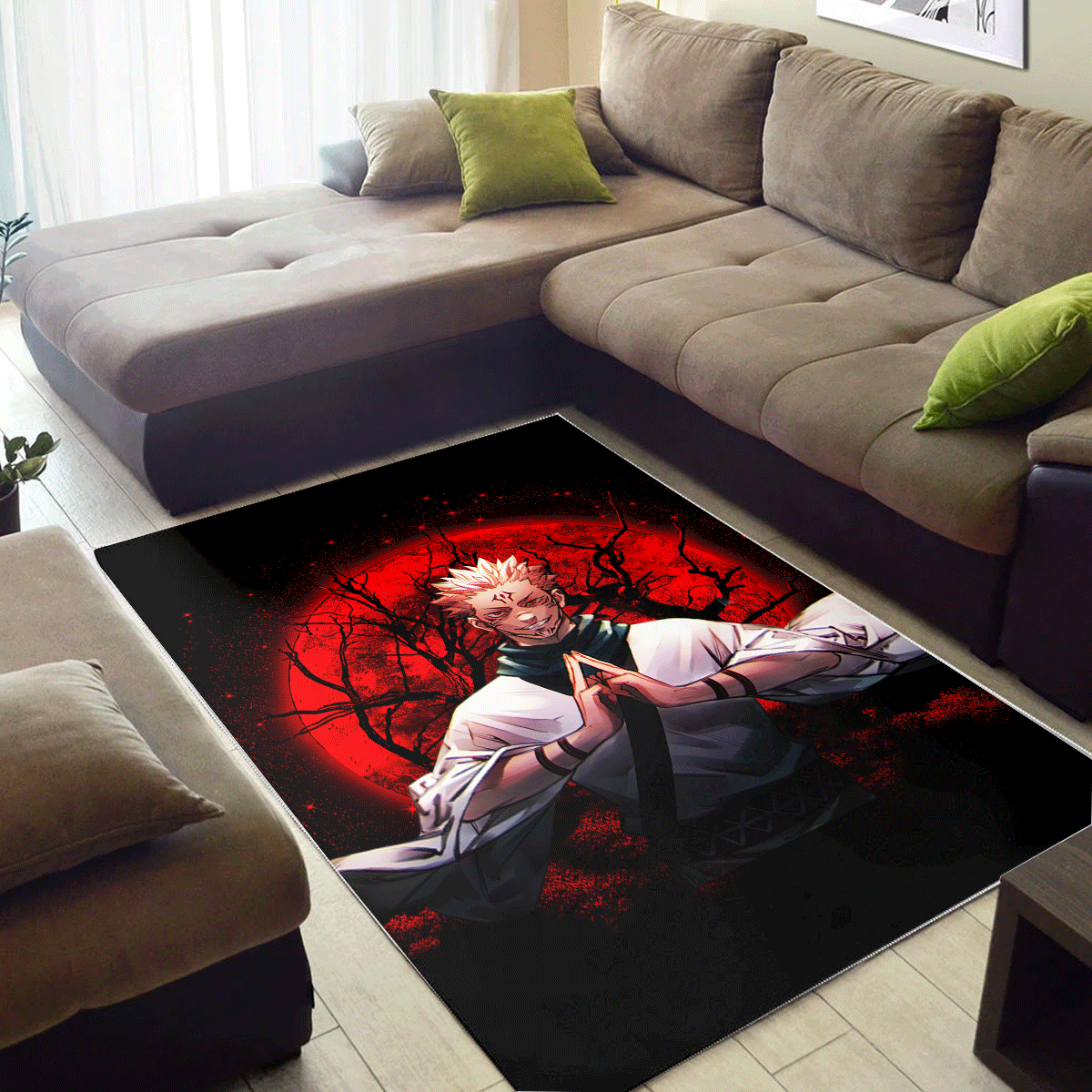 Tapis Sukuna Jujutsu Kaisen Moonlight Area Carpet Rug Home Decor Bedroom Living Room Decor – Image 3