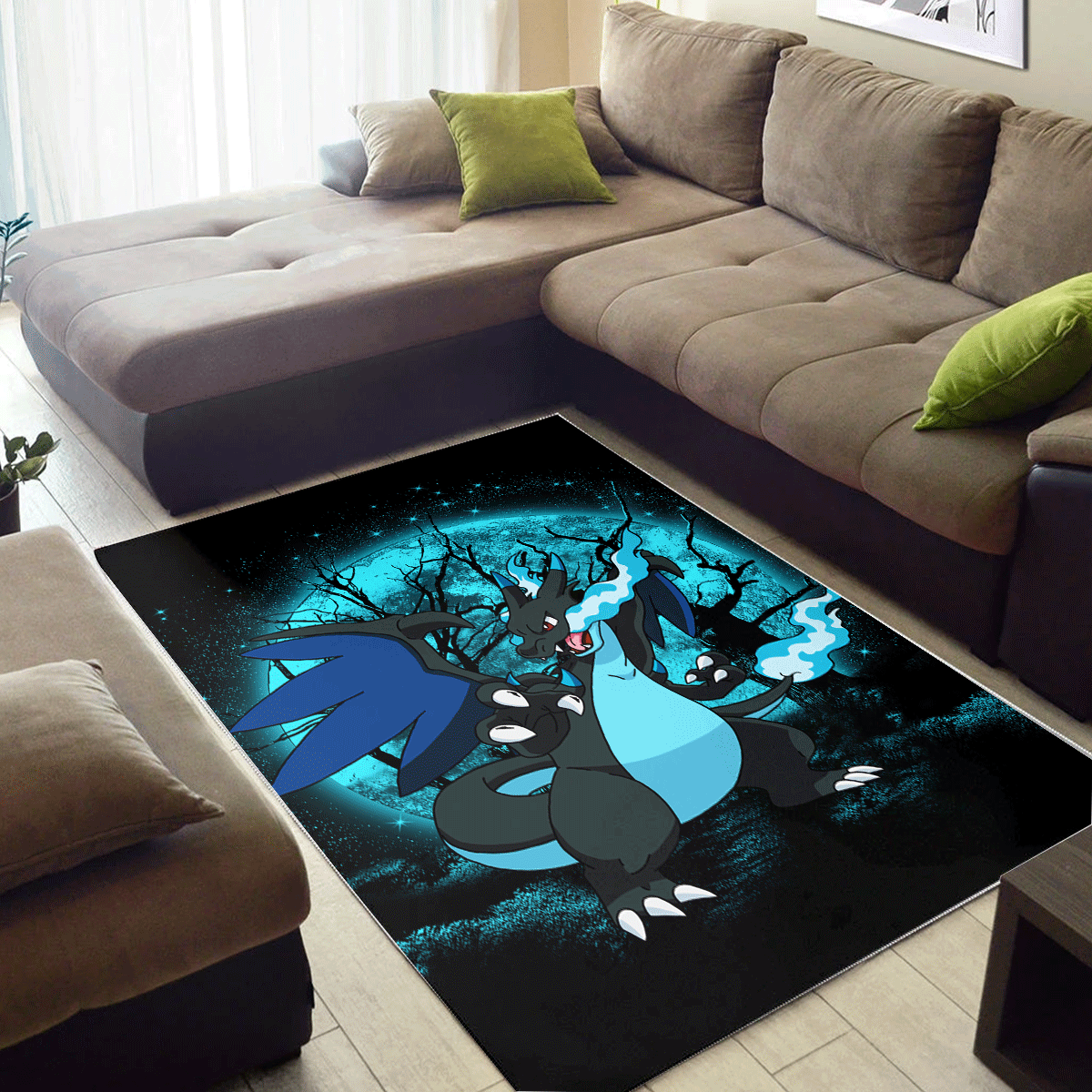 Tapis Charizard Mega X Moonlight Area Carpet Rug Home Decor Bedroom Living Room Decor – Image 3