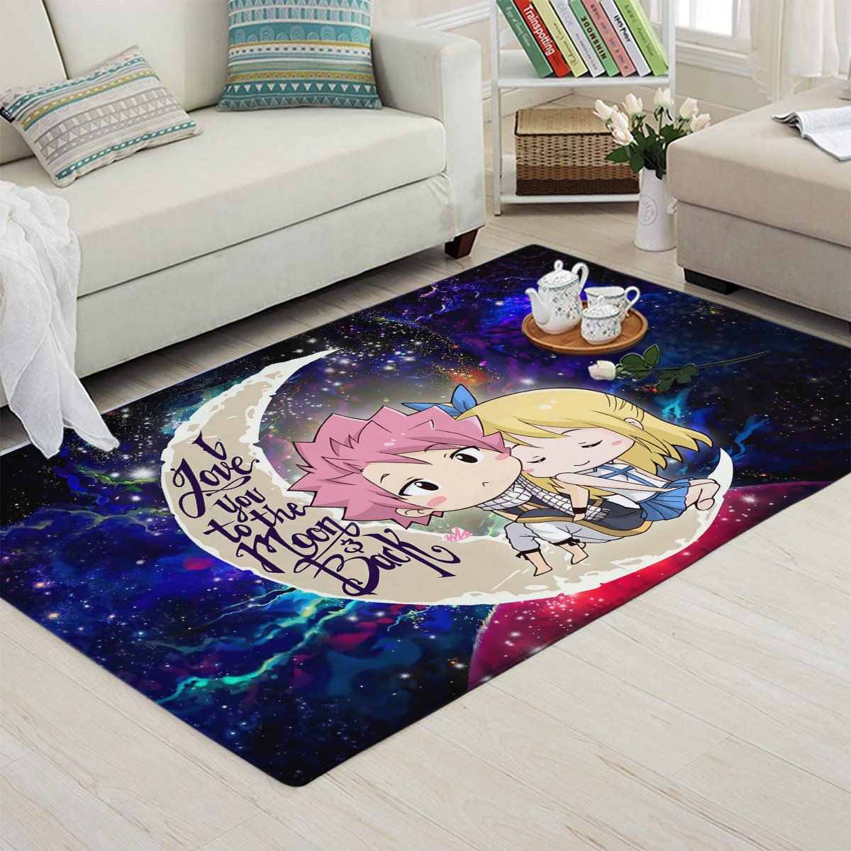 Tapis Natsu Fairy Tail Anime Love You To The Moon Galaxy Carpet Rug Home Room Decor – Image 3