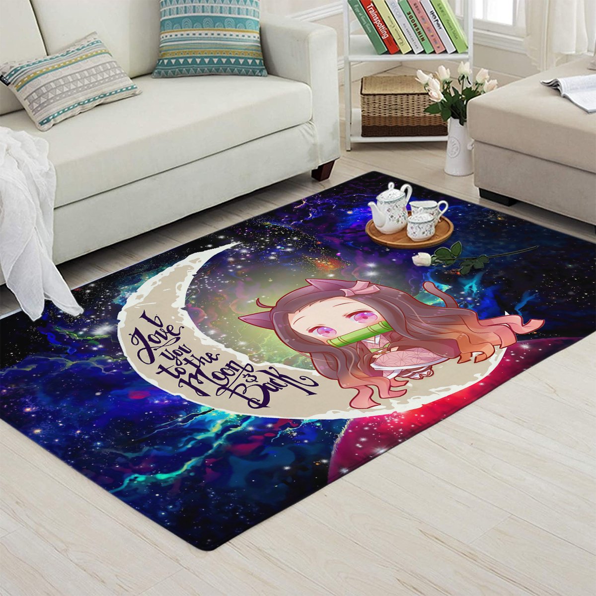 Tapis Nezuko Demon Slayer Love You To The Moon Galaxy Carpet Rug Home Room Decor – Image 3