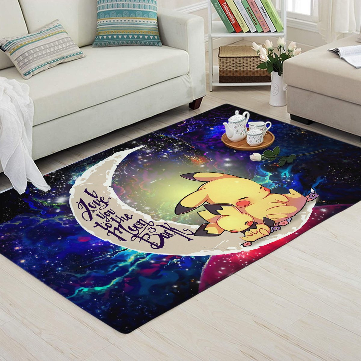 Tapis Pikachu Pokemon Sleep Love You To The Moon Galaxy Carpet Rug Home Room Decor – Image 3