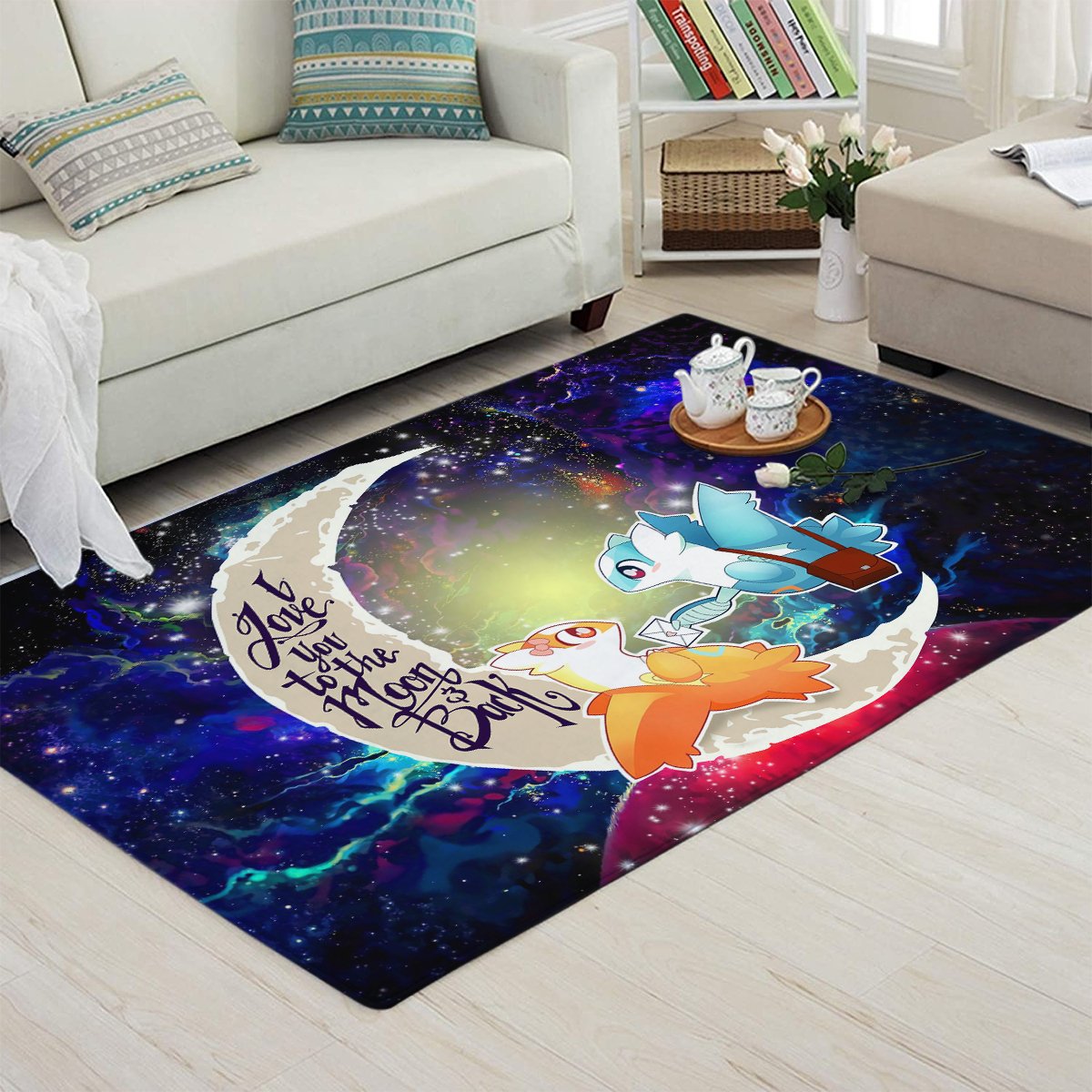 Tapis Pokemon Couple Latios Latias Love You To The Moon Galaxy Carpet Rug Home Room Decor – Image 3