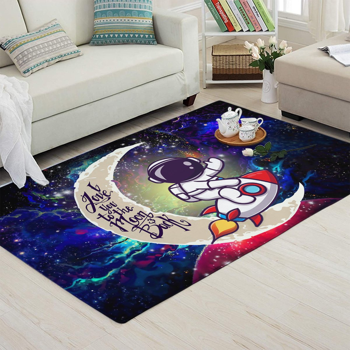 Tapis Astronaut Chibi Love You To The Moon Galaxy Carpet Rug Home Room Decor – Image 3