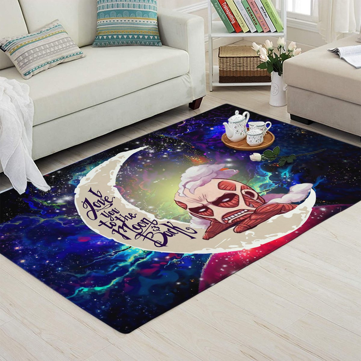 Tapis Attack on titan Love You To The Moon Galaxy Carpet Rug Home Room Decor – Image 3