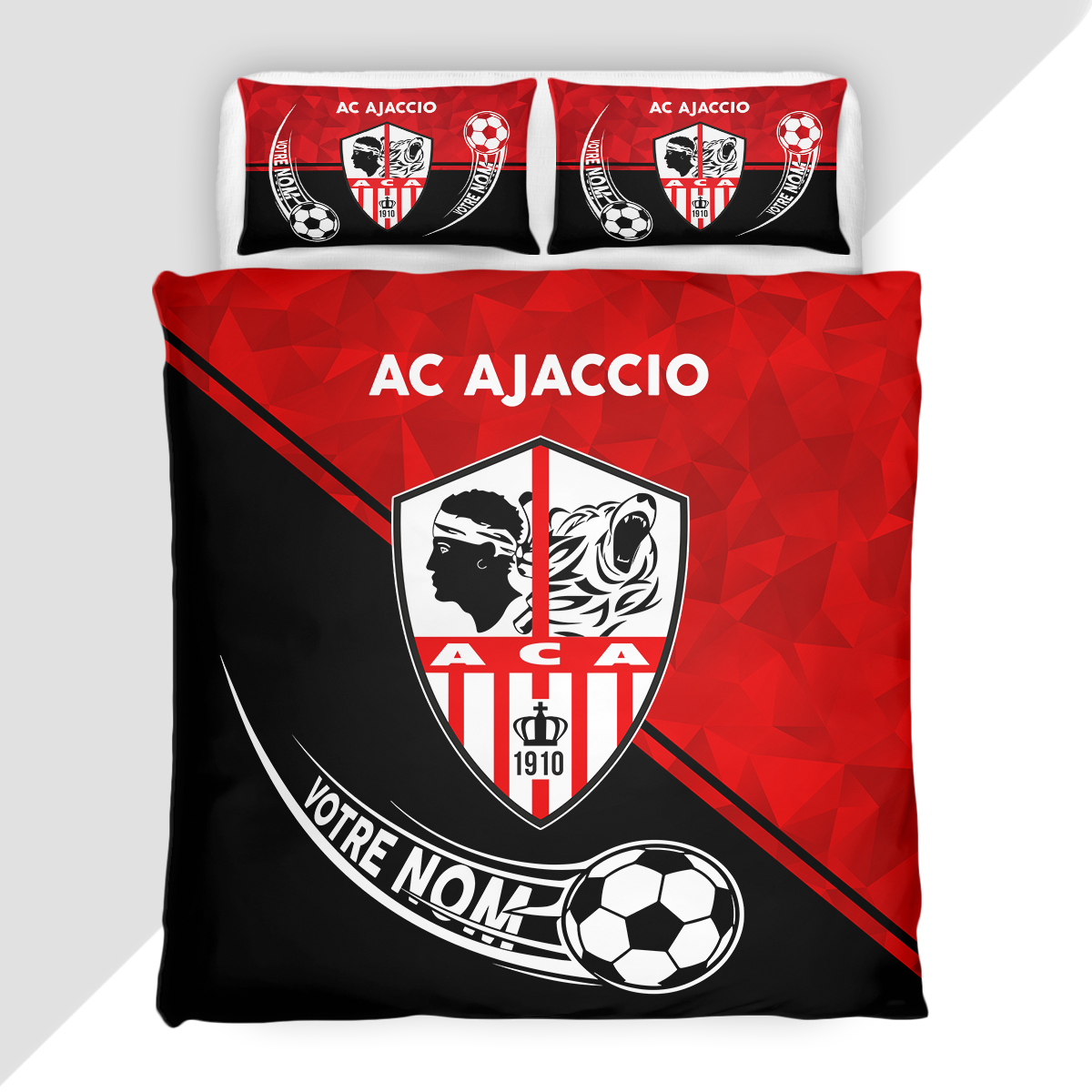 Housse de Couette Athletic Club Ajaccien - Parure de Lit AC Ajaccio 3D Imprimé Supporter – Image 2