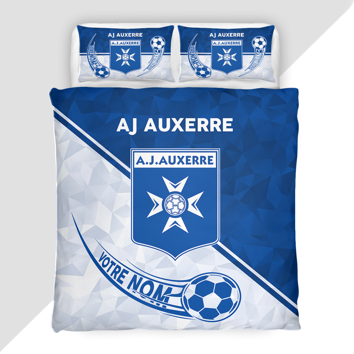 Housse de Couette Association Jeunesse Auxerroise - Parure de Lit AJ Auxerre 3D Imprimé Supporter – Image 2