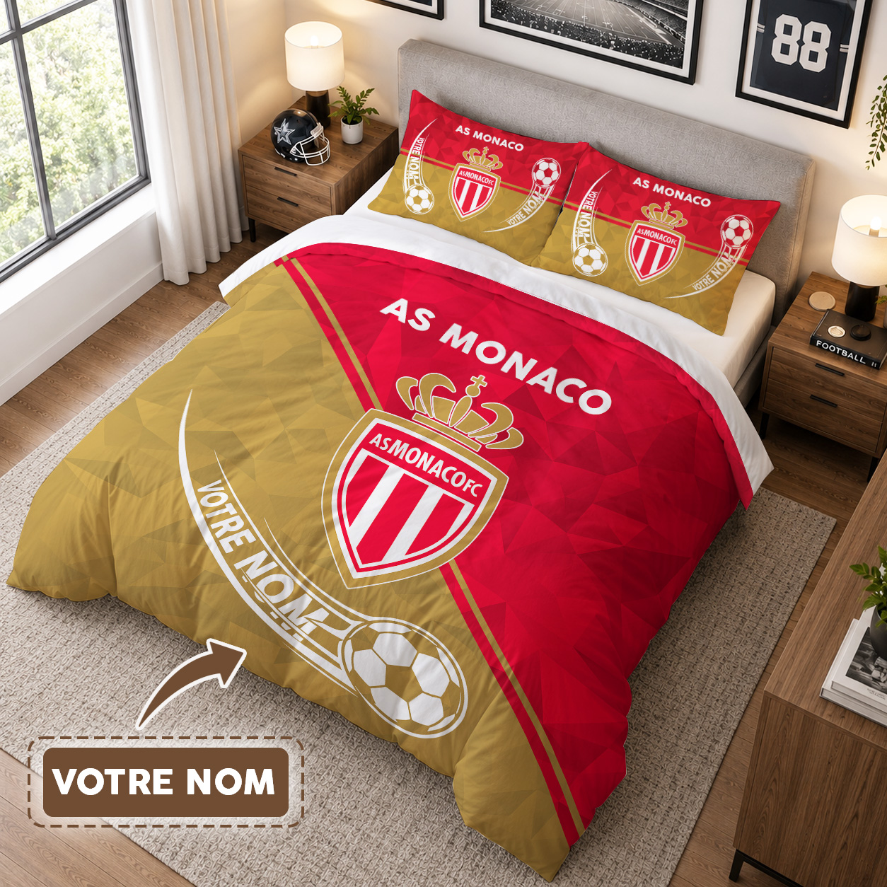 Housse de Couette Association Sportive de Monaco - Parure de Lit AS Monaco 3D Imprimé Supporter – Image 3