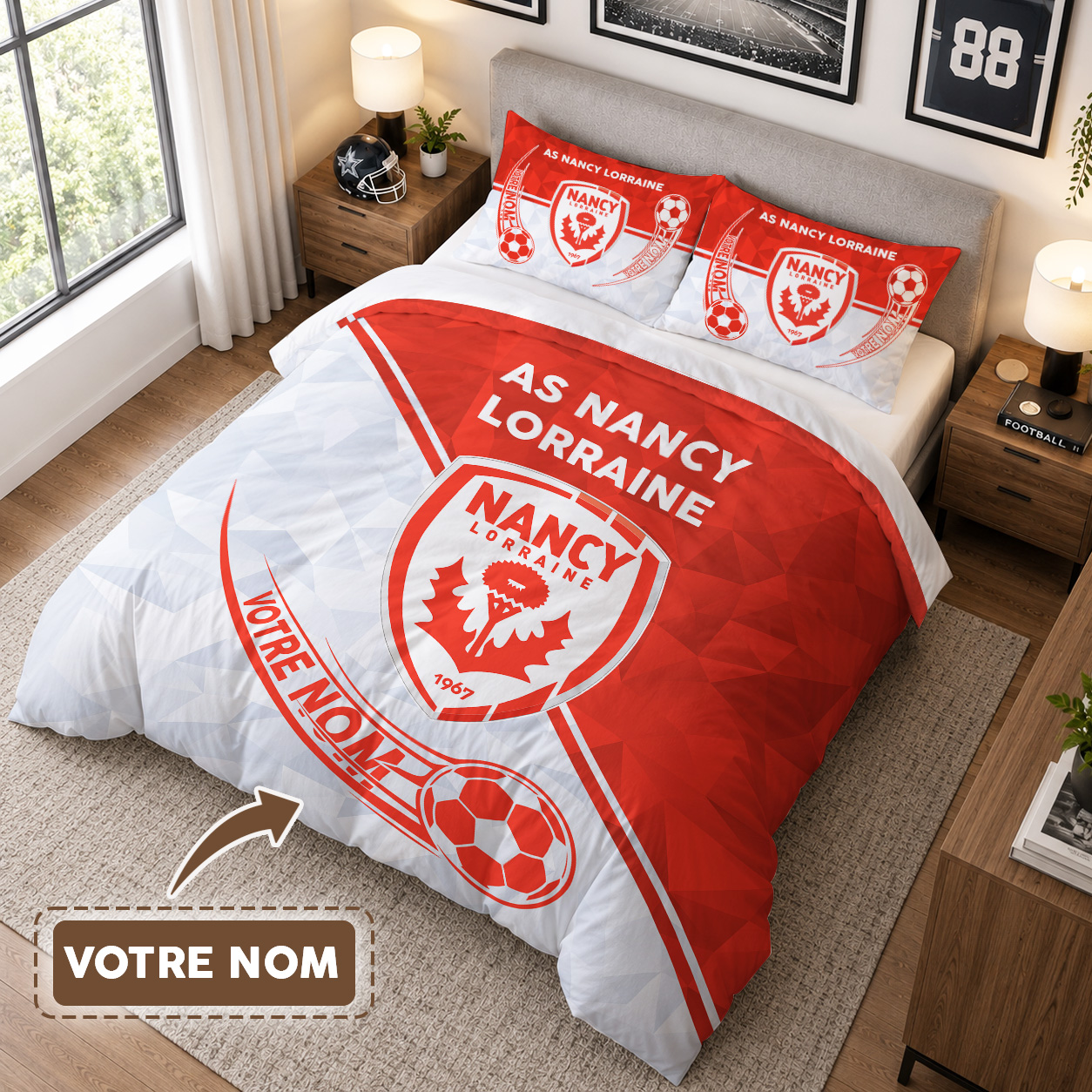 Housse de Couette Association Sportive Nancy-Lorraine - Parure de Lit ASNL 3D Imprimé Supporter – Image 3