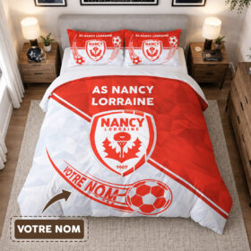 Housse de Couette Association Sportive Nancy-Lorraine – Parure de Lit ASNL 3D Imprimé Supporter