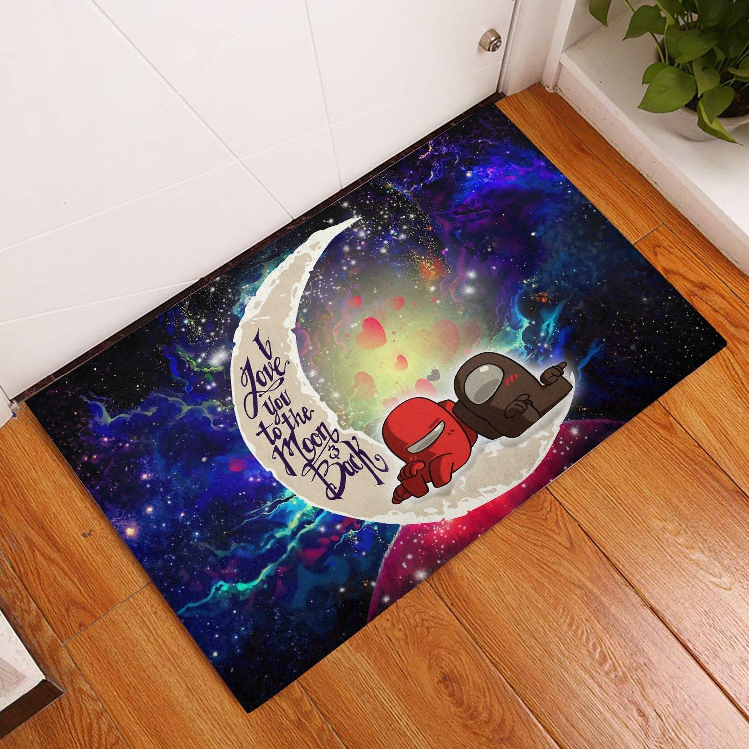 Tapis Among Us Couple Love You To The Moon Galaxy Back Doormat Home Decor – Image 2
