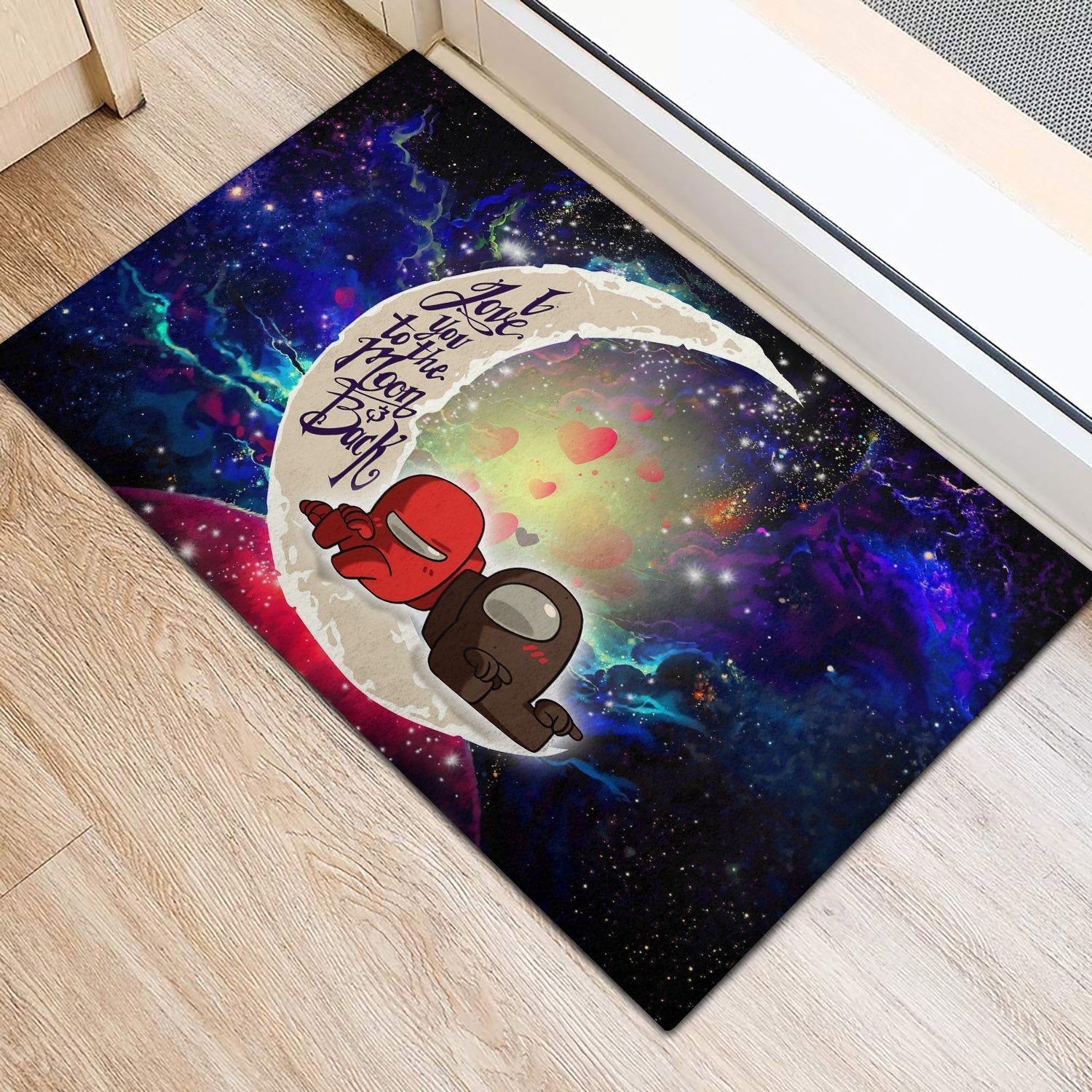 Tapis Among Us Couple Love You To The Moon Galaxy Back Doormat Home Decor – Image 3