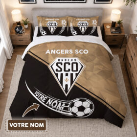 Housse de Couette Angers Sporting Club de l’Ouest – Parure de Lit Angers SCO 3D Imprimé Supporter