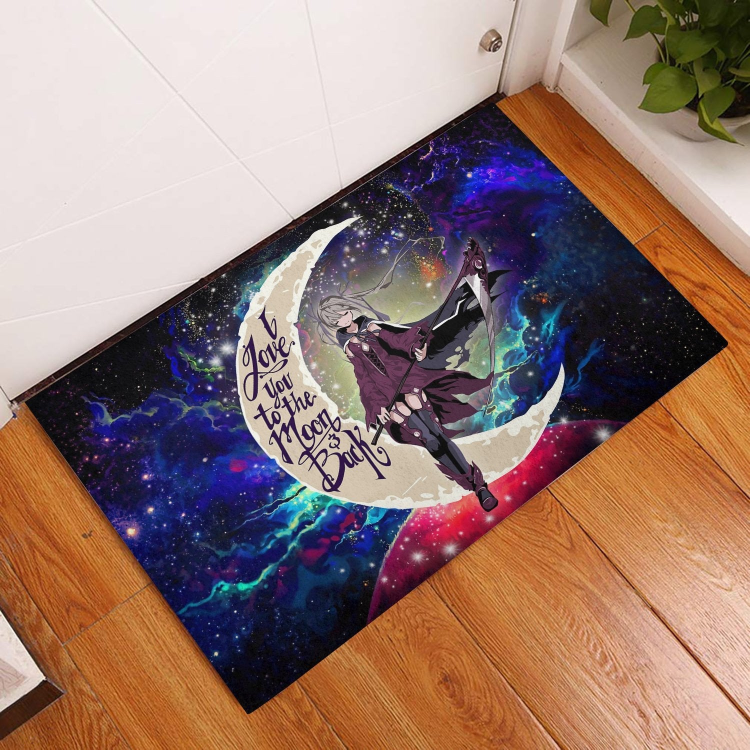 Tapis Anime Girl Soul Eater Love You To The Moon Galaxy Back Doormat Home Decor – Image 2