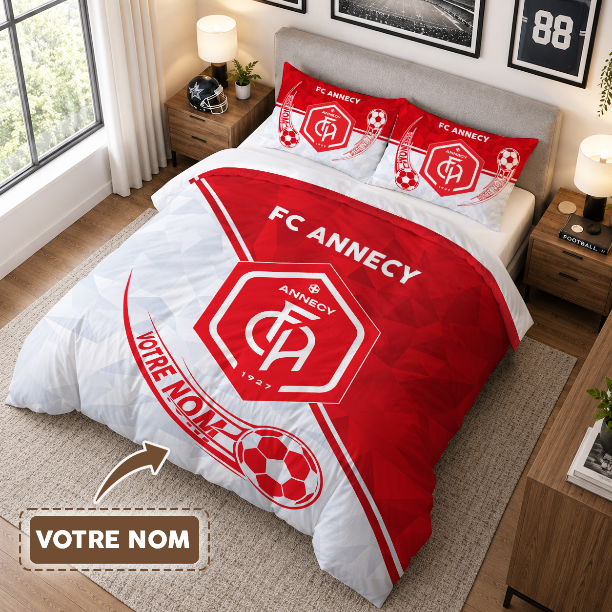 Housse de Couette Football Club d'Annecy - Parure de Lit FC Annecy 3D Imprimé Supporter – Image 3