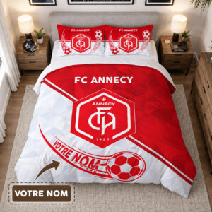 Housse de Couette Football Club d'Annecy - Parure de Lit FC Annecy 3D Imprimé Supporter