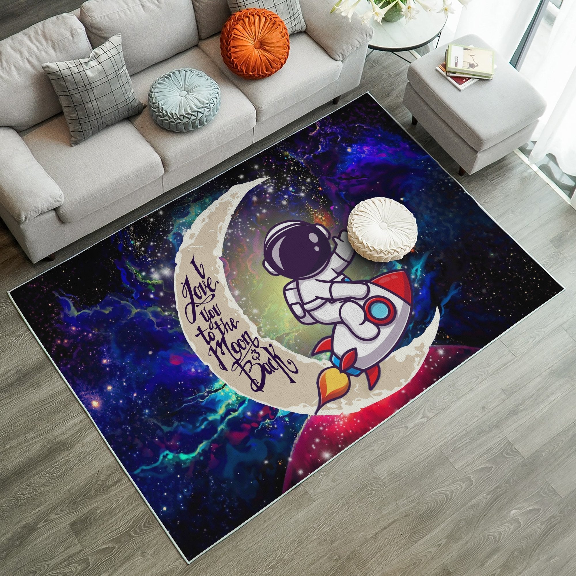 Tapis Astronaut Chibi Love You To The Moon Galaxy Carpet Rug Home Room Decor – Image 2