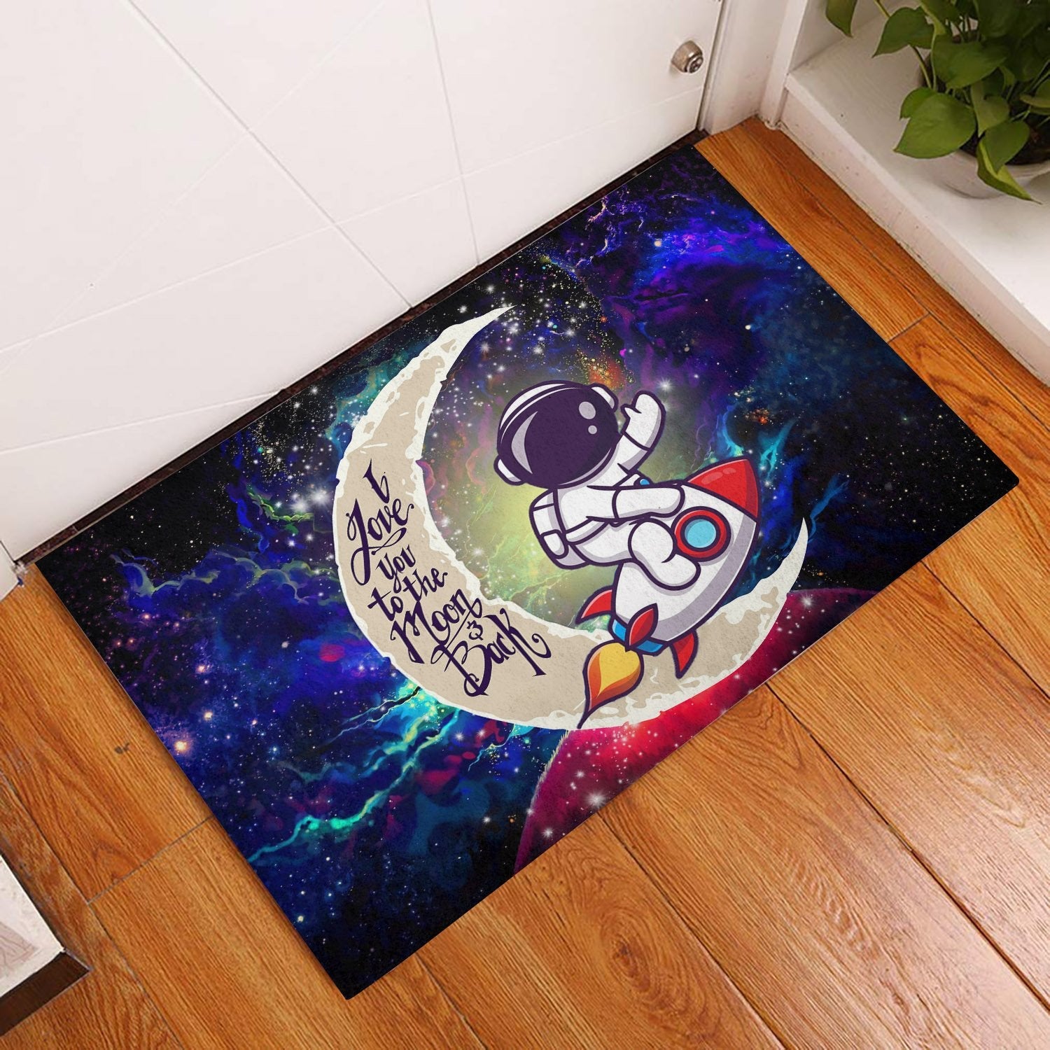 Tapis Astronaut Chibi Love You To The Moon Galaxy Back Doormat Home Decor – Image 2