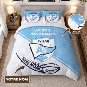 Housse de Couette Aviron Bayonnais – Parure de Lit Rugby 3D Imprimé Supporter