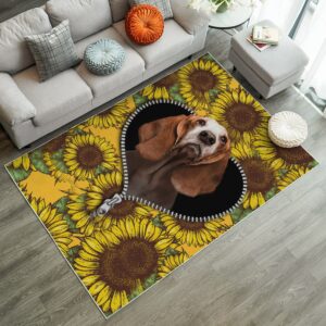 Alternative view of Tapis Basset Hound Sunflower Zipper Rug Carpet Rug Home Room Decor