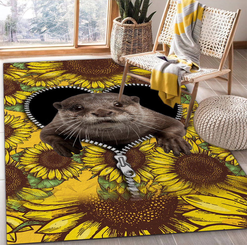 Tapis Beaver Sunflower Zipper Rug Carpet Rug Home Room Decor – Image 3