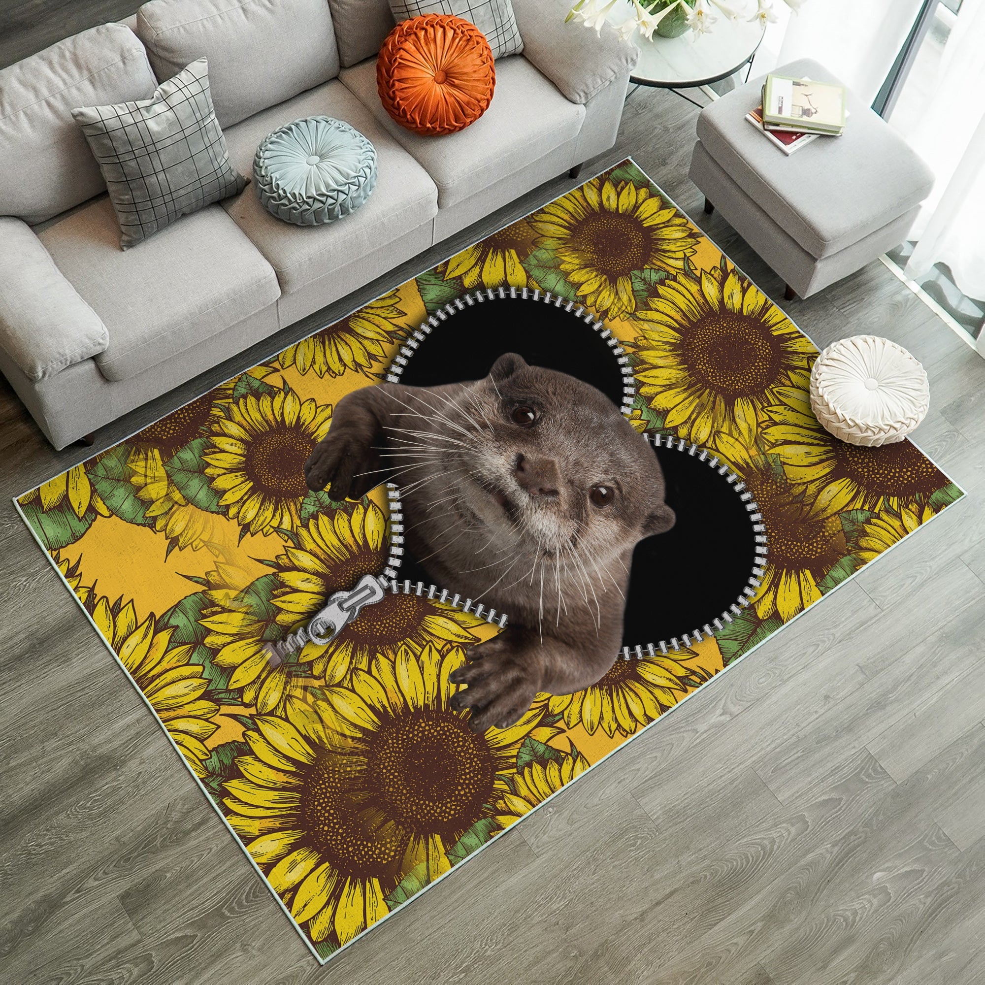 Tapis Beaver Sunflower Zipper Rug Carpet Rug Home Room Decor – Image 2