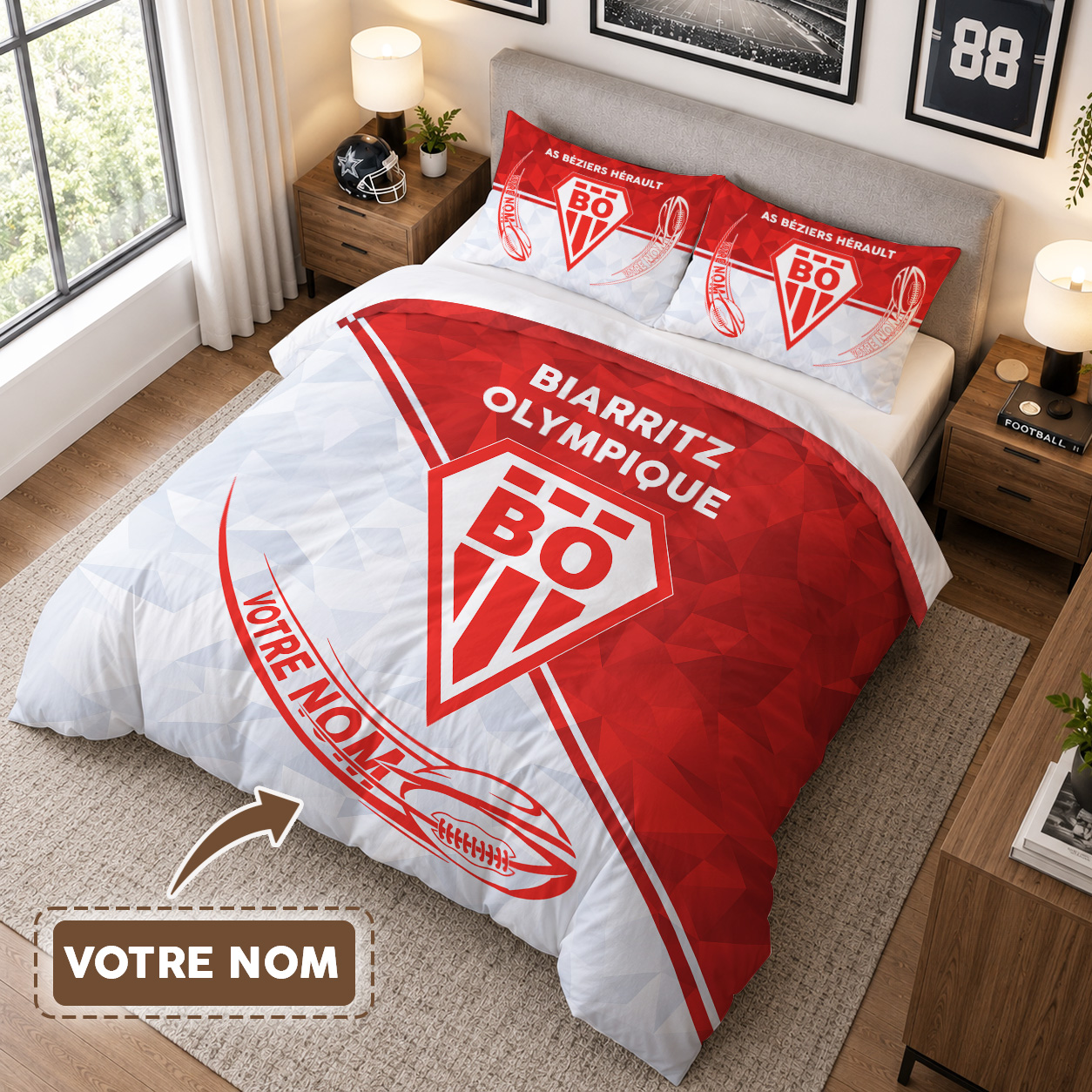 Housse de Couette Biarritz Olympique - Parure de Lit Rugby 3D Imprimé Supporter – Image 3