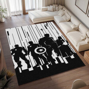 Alternative view of Tapis Avengers – Marvel noir et blanc