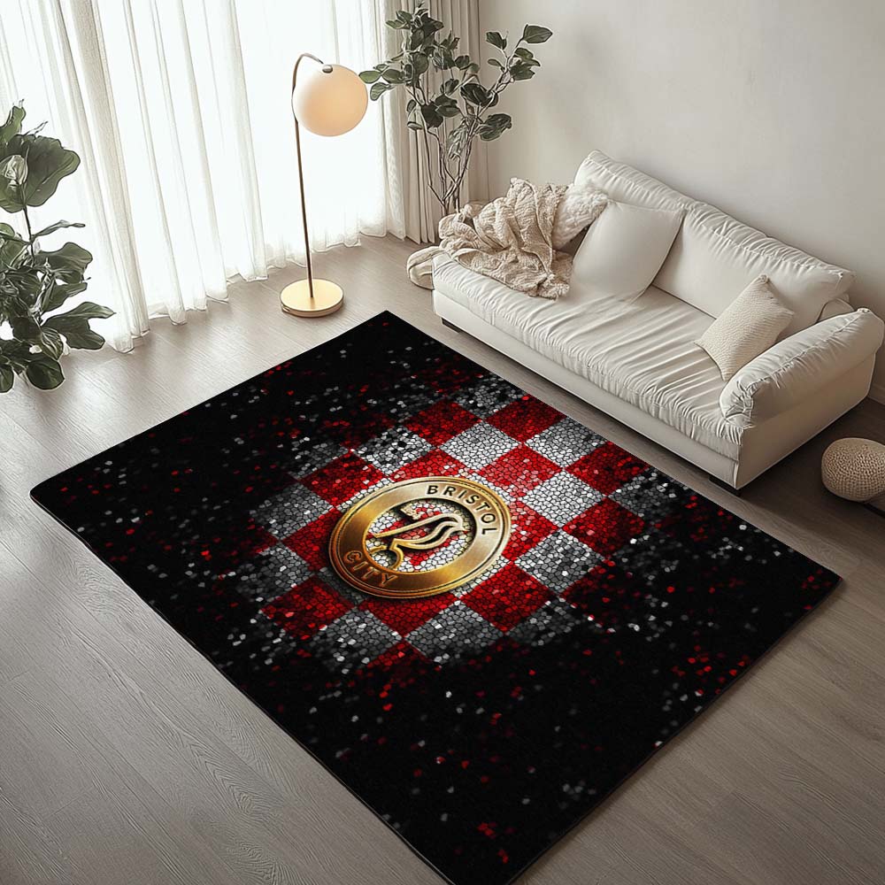 Tapis Bristol City FC EFL Championship Diamond Style Red White Checkered