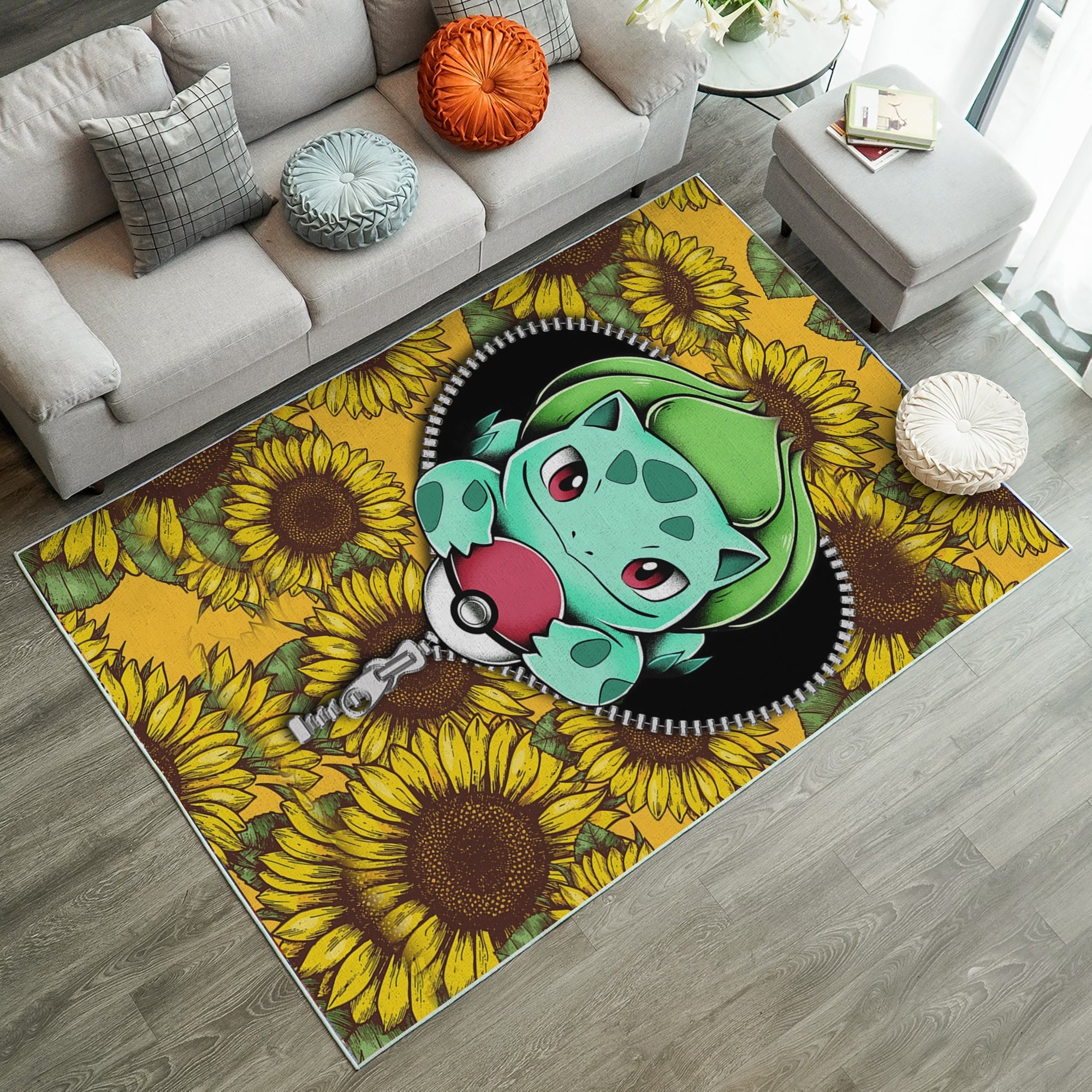 Tapis Bulbapedia Pokemon Sunflower Zipper Rug Carpet Rug Home Room Decor – Image 2