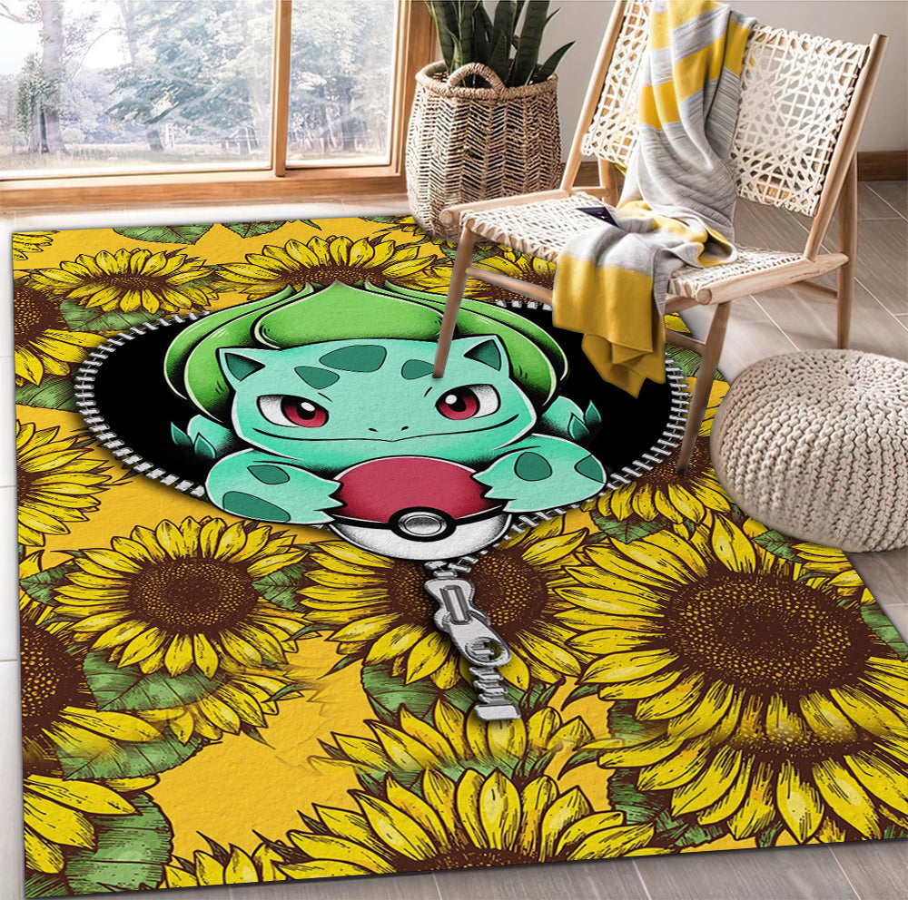 Tapis Bulbapedia Pokemon Sunflower Zipper Rug Carpet Rug Home Room Decor – Image 3