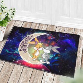 Tapis Bunny Couple Love You To The Moon Galaxy Doormat Home Decor