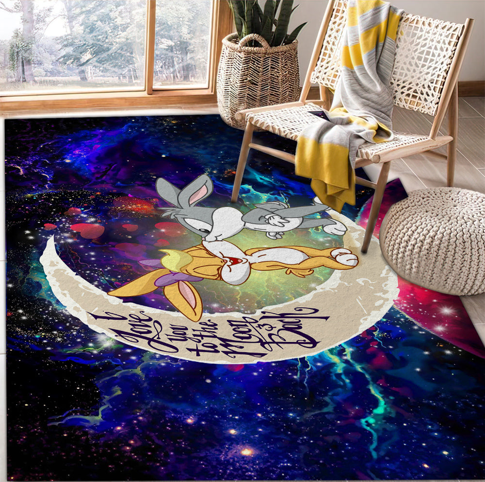 Tapis Bunny Couple Love You To The Moon Galaxy Rug Carpet Rug Home Room Decor – Image 2