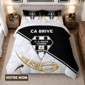 Housse de Couette CA Brive – Parure de Lit Rugby 3D Imprimé Supporter