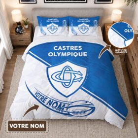 Housse de Couette Castres Olympique – Parure de Lit Rugby 3D Imprimé Supporter