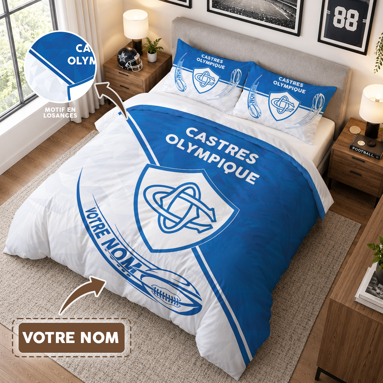Housse de Couette Castres Olympique - Parure de Lit Rugby 3D Imprimé Supporter – Image 3