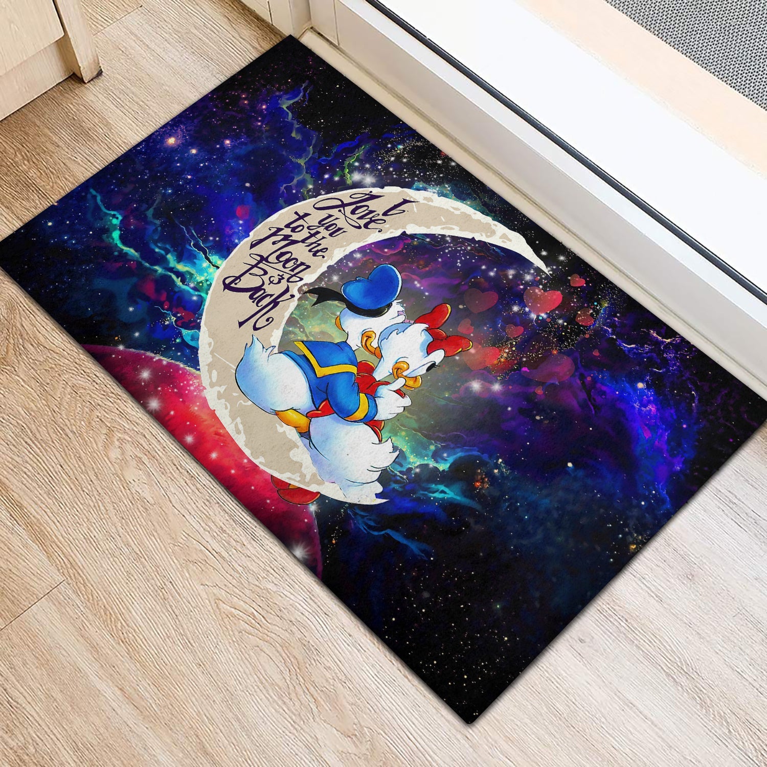 Tapis Couple Cute Duck Couple Love You To The Moon Galaxy Doormat Home Decor – Image 2