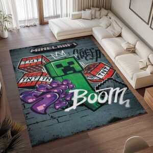 Alternative view of Tapis Minecraft – Creeper – Explosion TNT