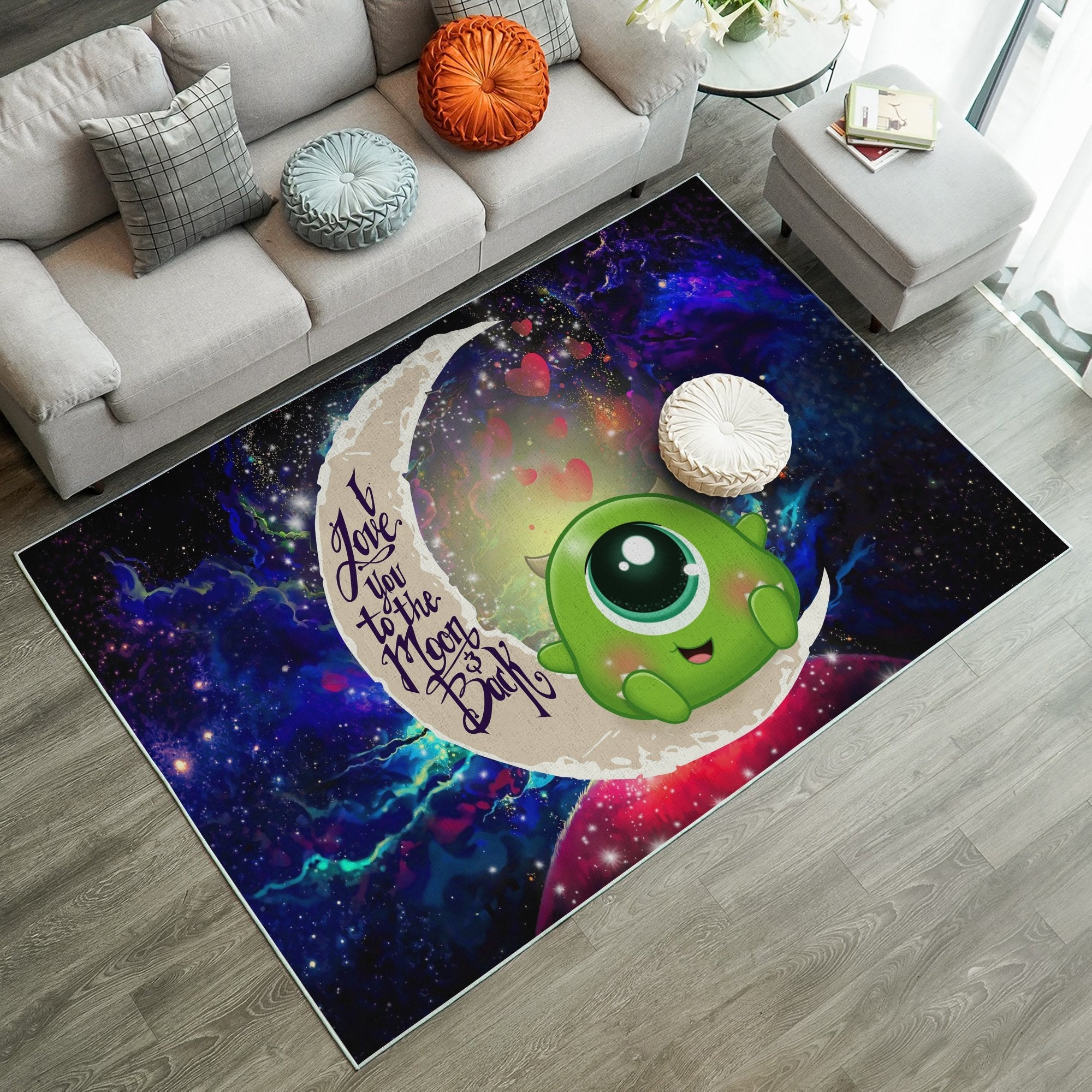 Tapis Cute Mike Monster Inc Love You To The Moon Galaxy Carpet Rug Home Room Decor – Image 2
