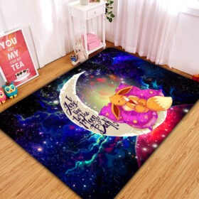Tapis Cute Eevee Pokemon Sleep Night Love You To The Moon Galaxy Rug Carpet Rug Home Room Decor