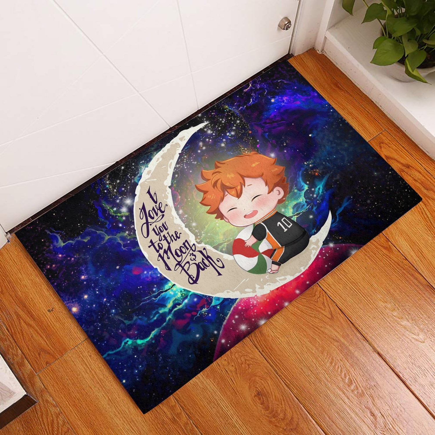 Tapis Cute Hinata Haikyuu Love You To The Moon Galaxy Back Doormat Home Decor – Image 2